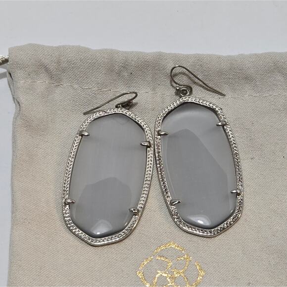 Kendra Scott Silver Danielle Slate Grey Dangle Earrings - Picture 3 of 4